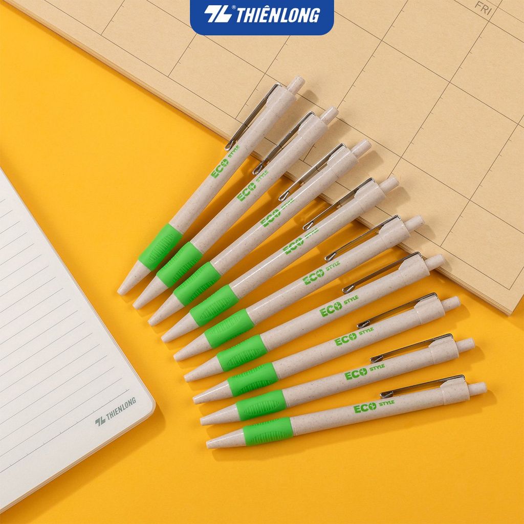 Bút bi Thiên Long ECO Style TL-038/ECO - Chất liệu từ vỏ cám trấu - Mực Xanh