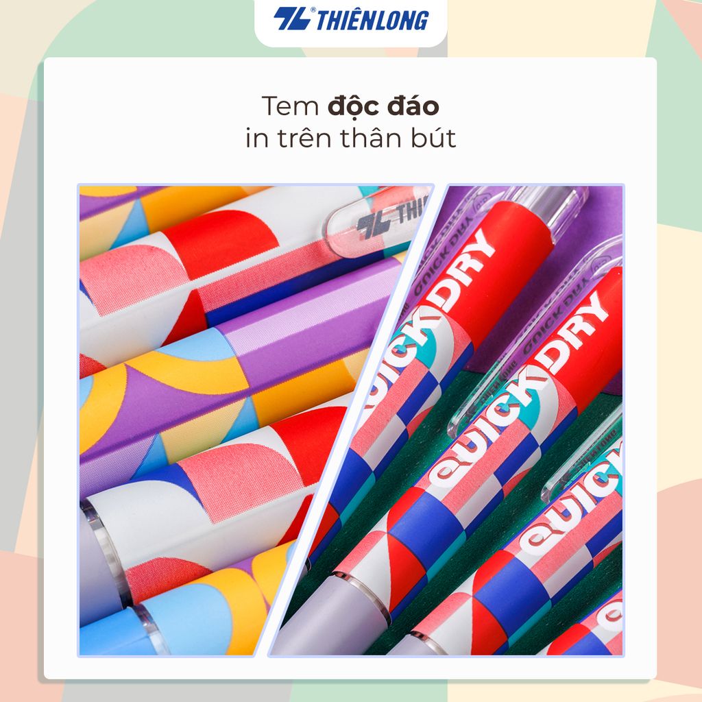 Combo 20 Bút gel Quick Dry Thiên Long Gel-033/V2  - Mực khô siêu nhanh - Họa tiết thời trang