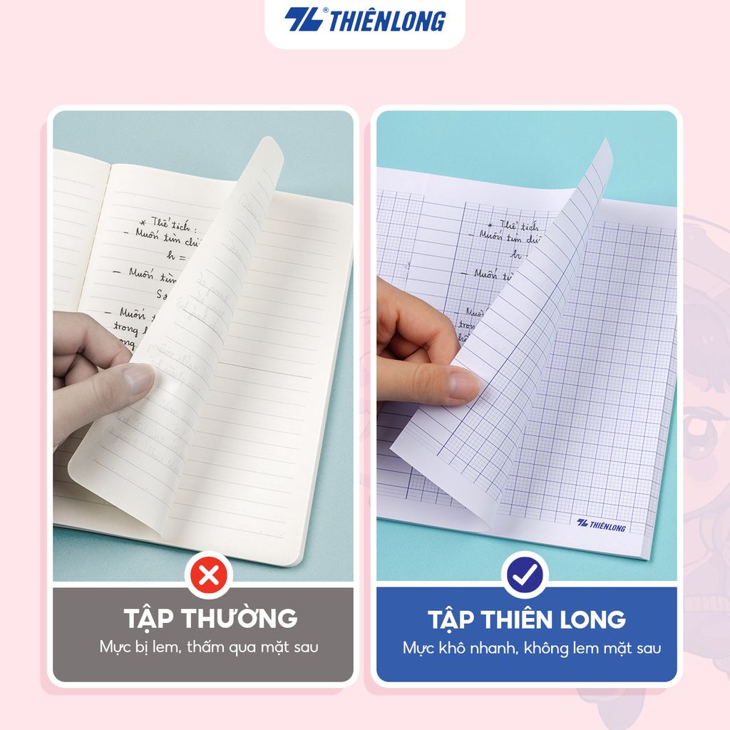 Tập học sinh 96 trang 4 ô ly vuông 2mm 80-100gsm Thiên Long - Akooland thế giới học cụ thần kỳ - Mẫu ngẫu nhiên