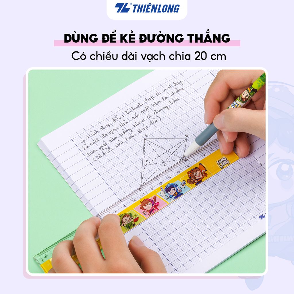 Thước thẳng 20cm Thiên Long TP-SR011/AK - Nhân vật Akooland thế giới học cụ thần kỳ