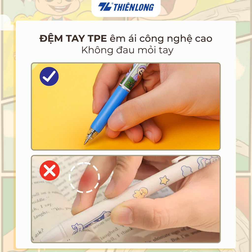 Combo 20 Bút gel Quick Dry Thiên Long Gel-033/V1 - Mực khô siêu nhanh - Họa tiết thời trang