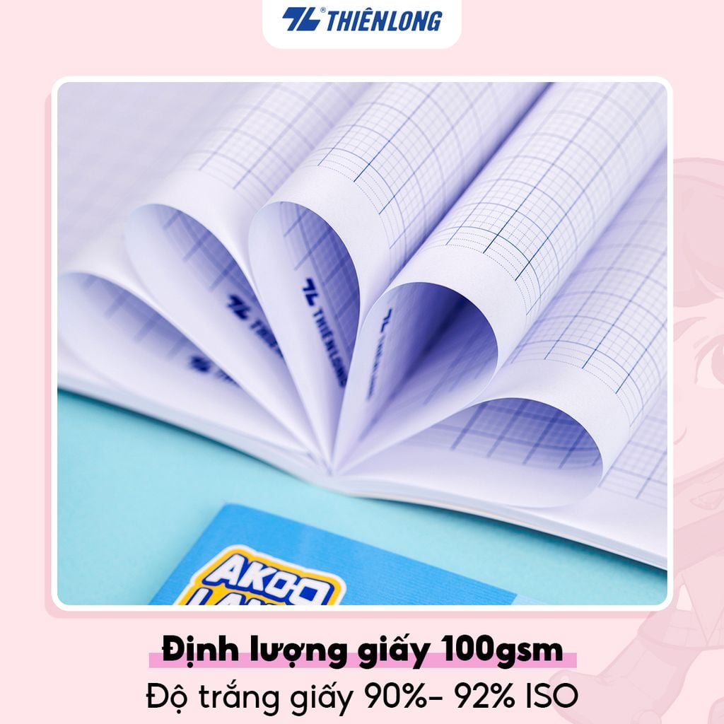 Tập học sinh 96 trang 4 ô ly vuông 2mm 80-100gsm Thiên Long - Akooland thế giới học cụ thần kỳ - Mẫu ngẫu nhiên