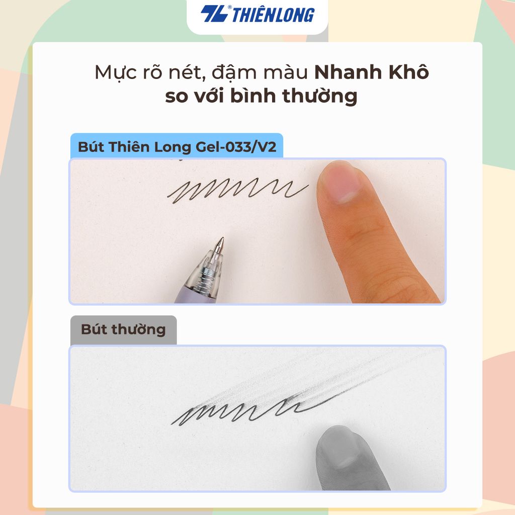 Combo 20 Bút gel Quick Dry Thiên Long Gel-033/V2  - Mực khô siêu nhanh - Họa tiết thời trang