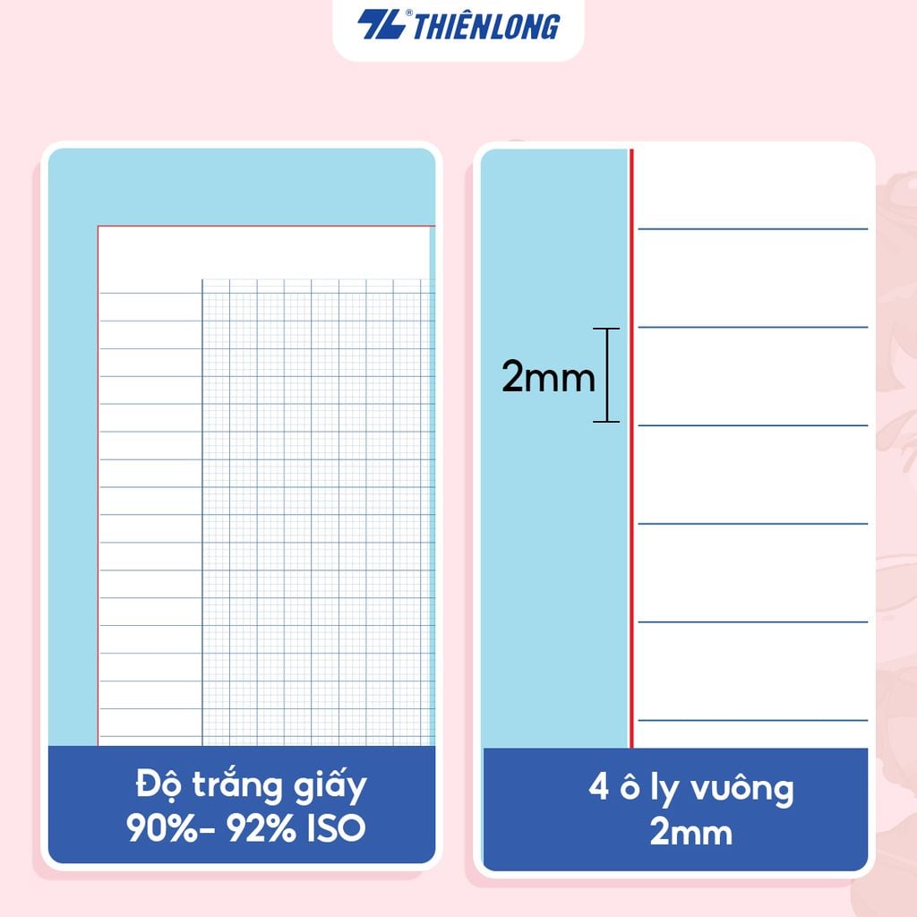 Tập học sinh 96 trang 4 ô ly vuông 2mm 80-100gsm Thiên Long - Akooland thế giới học cụ thần kỳ - Mẫu ngẫu nhiên