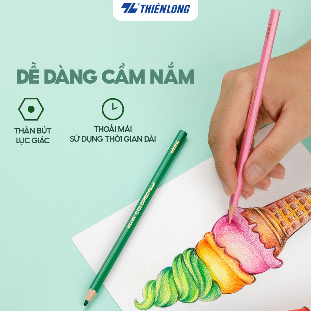 Bút chì màu chuyên nghiệp dạng lon 12/24/36 màu Thiên Long Colokit - Tiêu chuẩn châu Âu