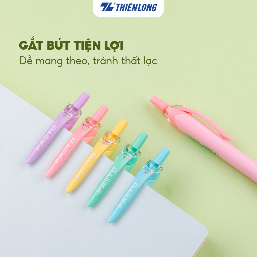 Bút gel B màu Pastel Thiên Long Flexoffice Pazto FO-GELB039/VN - Mực xanh (5 cây)