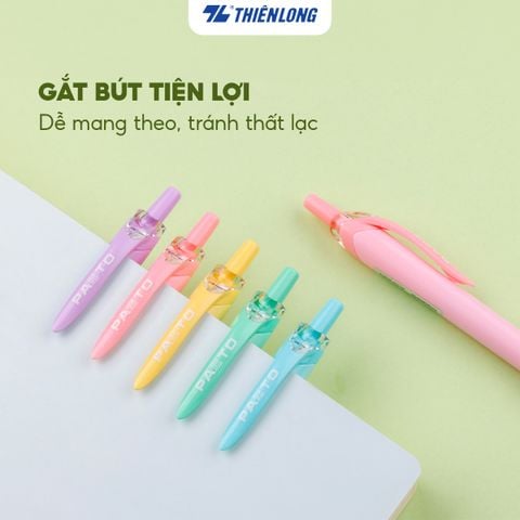 Bút gel B màu Pastel Thiên Long Flexoffice Pazto FO-GELB039/VN - Mực xanh (5 cây)