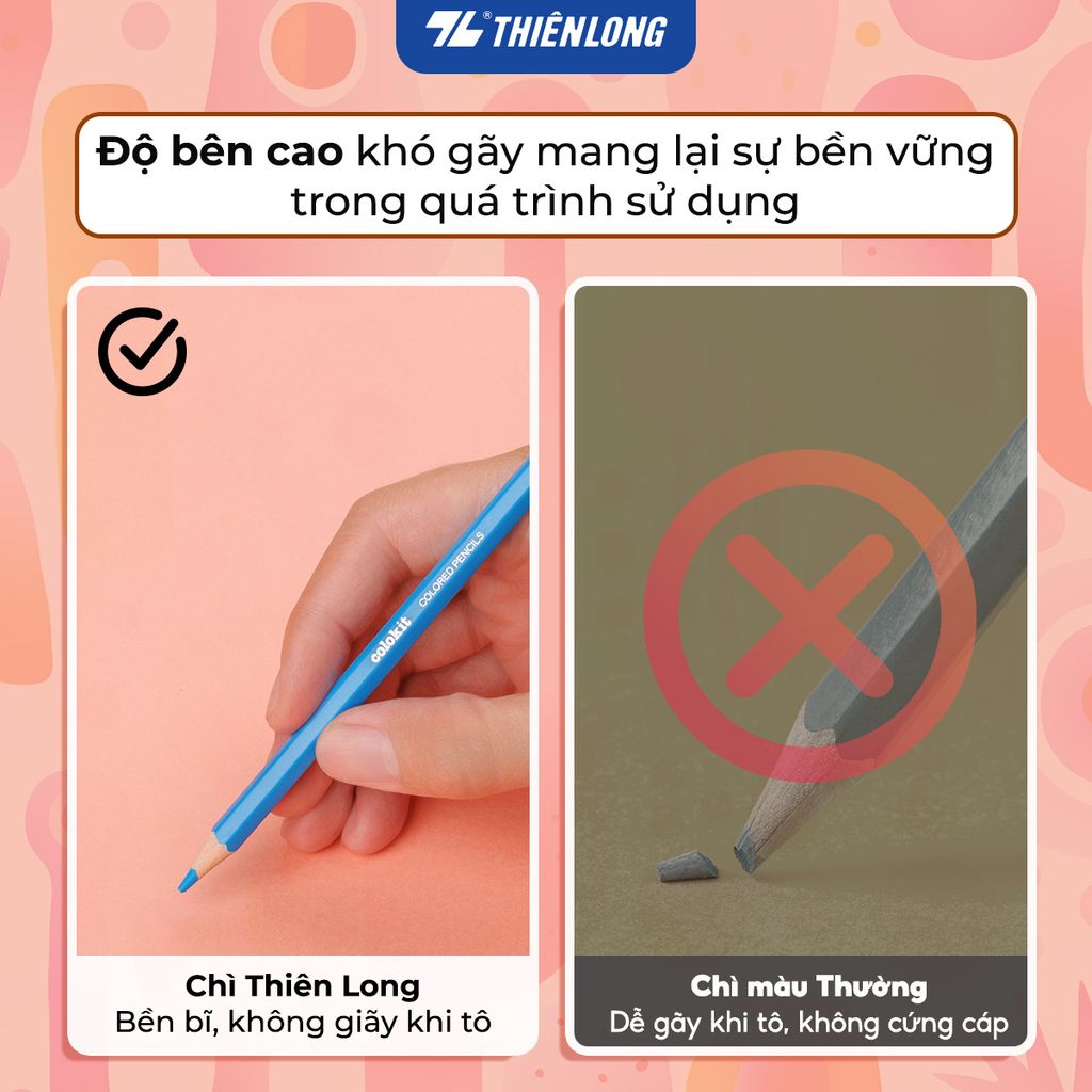 Bút chì 12/18/24 màu hộp thiếc Colored Pencils Thiên Long Colokit