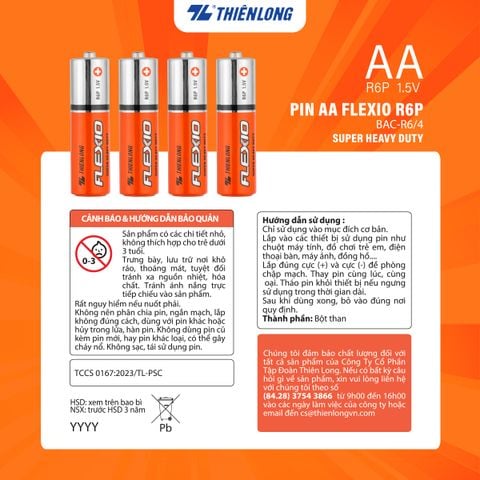 Lốc 4 Pin AA Thiên Long Flexio BAC-R6/4