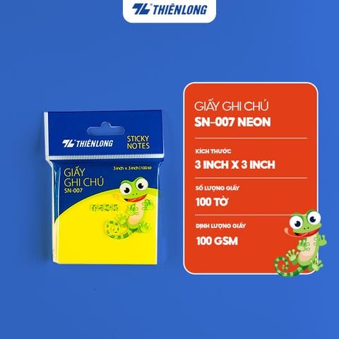 Giấy ghi chú - Giấy notes Neon Thiên Long - Nhiều kích thước