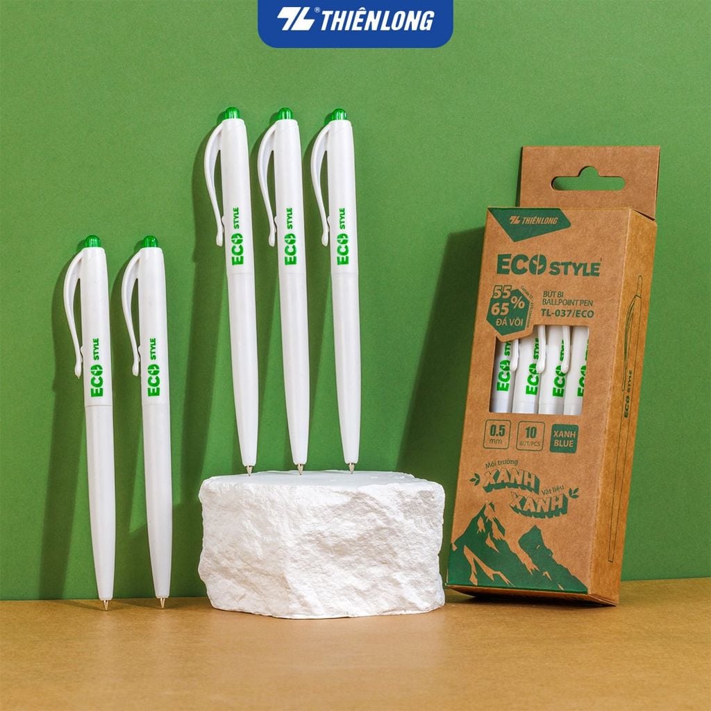 Combo 5/10/20 Bút bi - Eco Style Thiên Long TL-037/ECO thân thiện mới môi trường - Mực Xanh