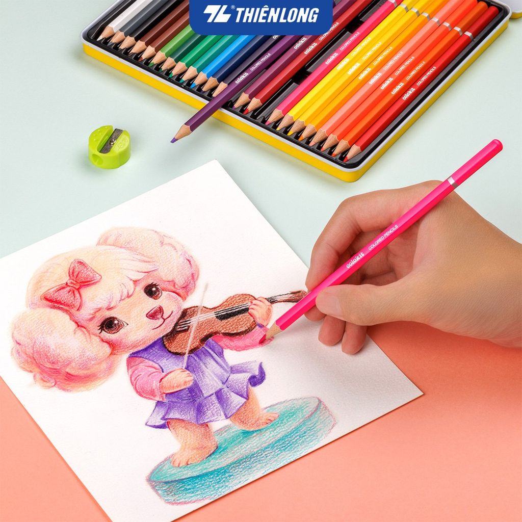 Bút chì 12/18/24 màu hộp thiếc Colored Pencils Thiên Long Colokit