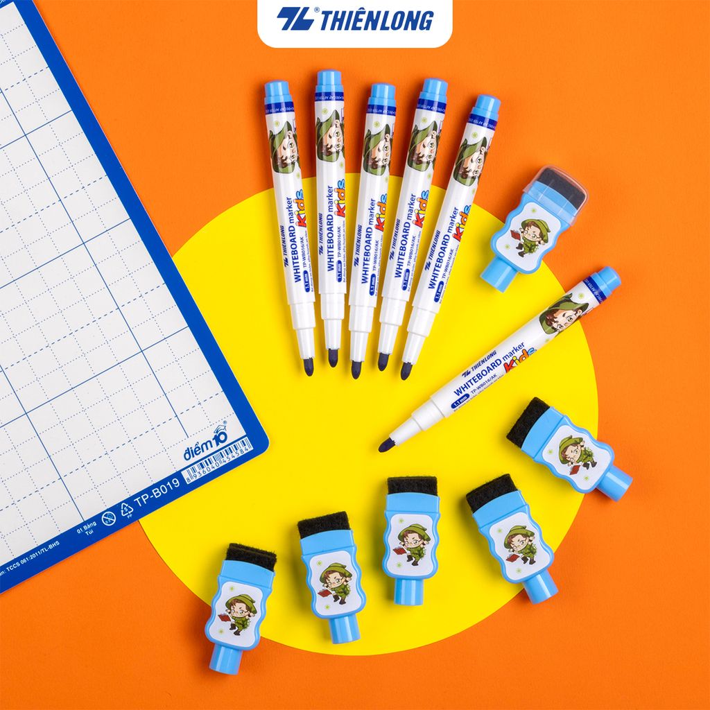 Bút lông bảng - Whiteboard Marker for Kids Thiên Long TP-WB016/AK - Nét viết 1.1mm Không Xylene Không độc hại - Nhân vật Akooland thế giới học cụ thần kỳ