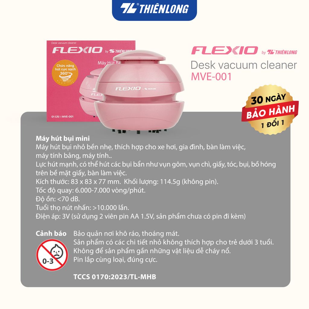 Máy hút bụi mini Thiên Long Flexio MVE-001 - Không bao gồm pin