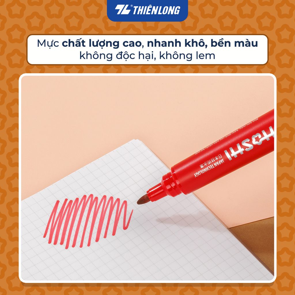 Combo 10 Bút lông dầu Hoshi Thiên Long PM-021/HS - Công nghệ Nhật Bản