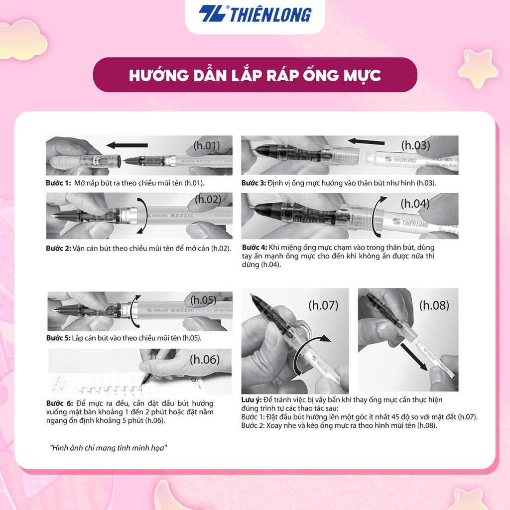 Combo 10 Bút máy xóa được Mazzic Thiên Long FTCE-001 - Ngòi cải tiến, trơn, êm với ống mực không lắng cặn