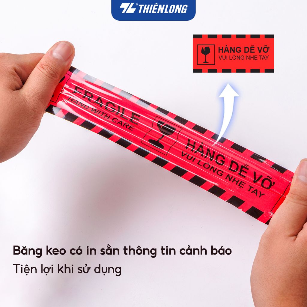 Băng keo hàng dễ vỡ Fragile Handle With Care Thiên Long BKD-001 - 50m