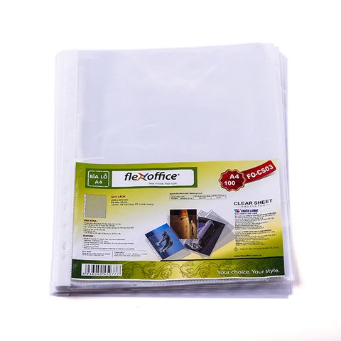 Combo 100 Bìa lỗ A4 Flexoffice FO-CS03