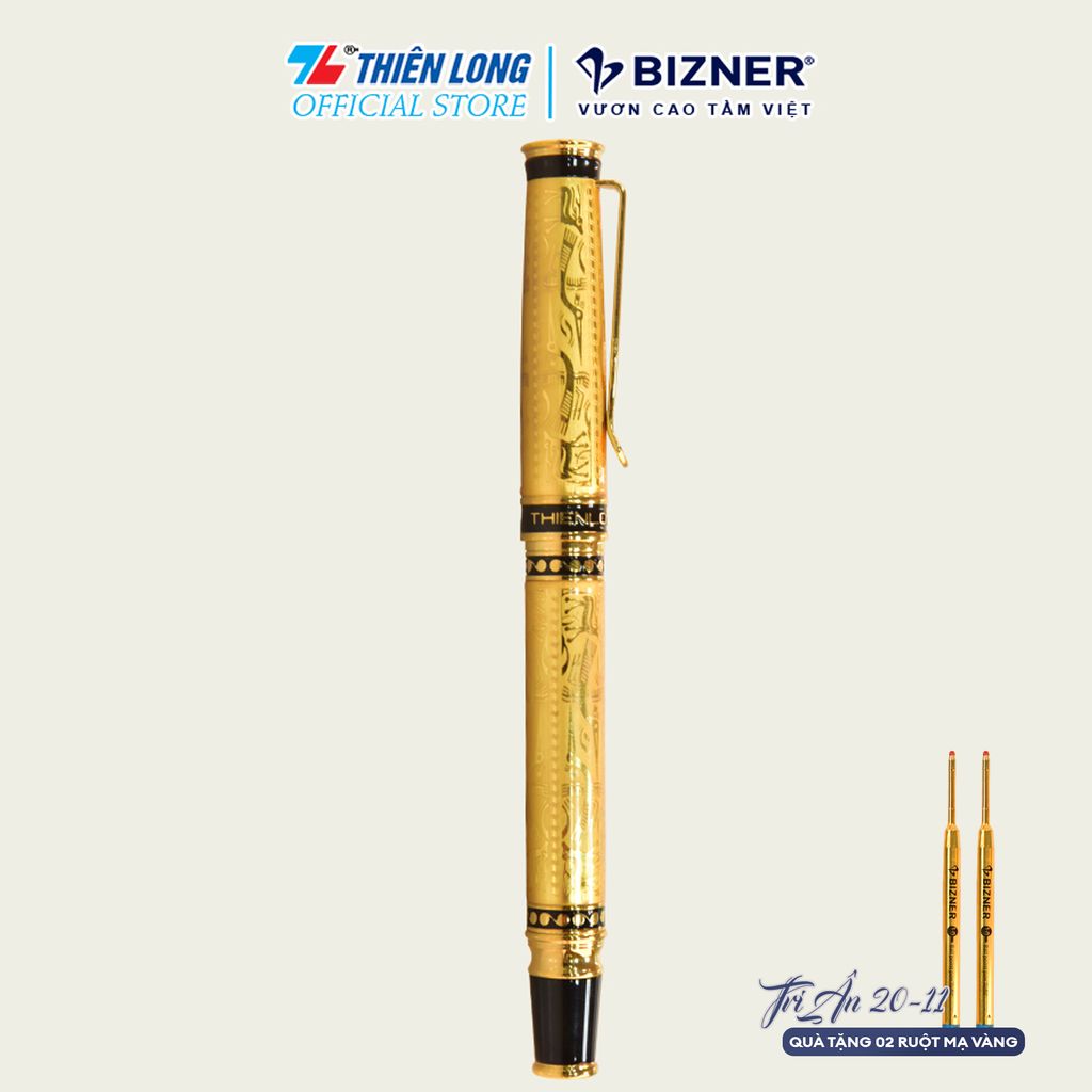 Bút bi cao cấp Thiên Long Bizner BIZ-16/40YEARS - Mạ vàng 22K (Tặng kèm 02 ruột mạ vàng)