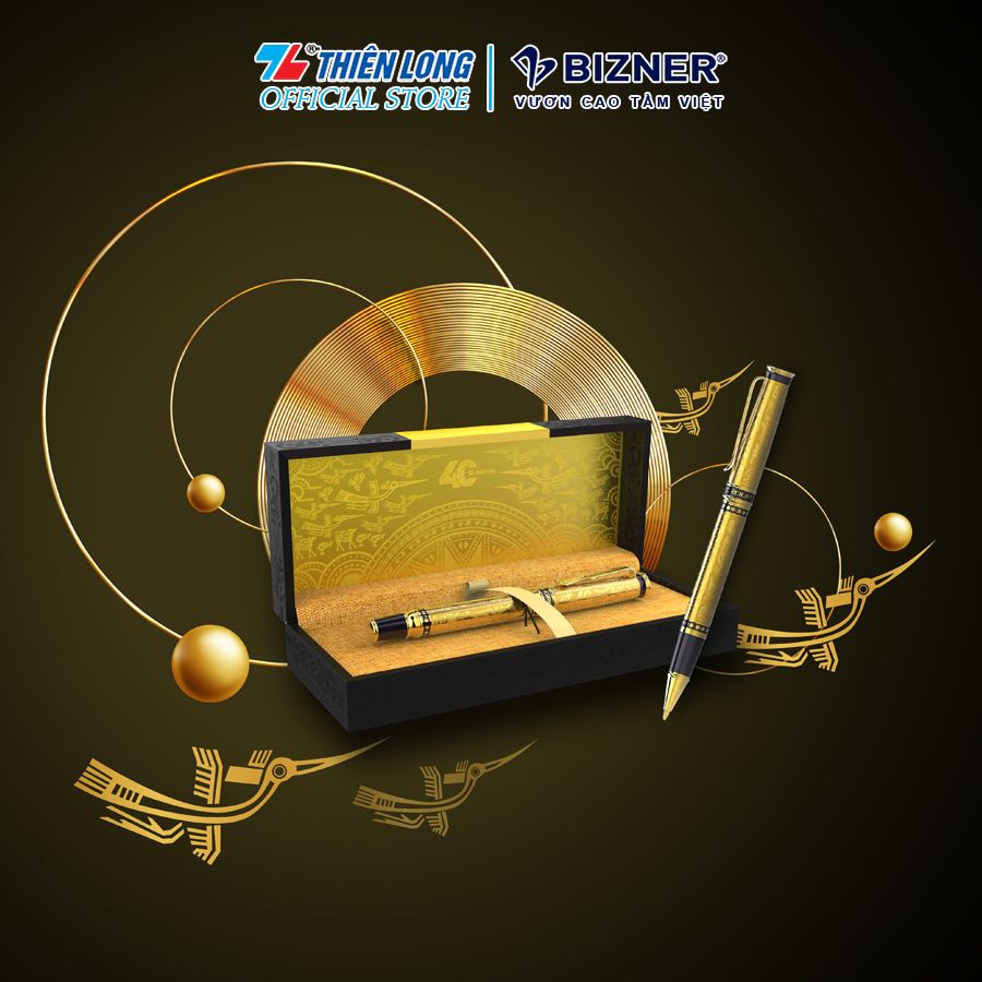 Bút bi cao cấp Thiên Long Bizner BIZ-16/40YEARS - Mạ vàng 22K (Tặng kèm 02 ruột mạ vàng)