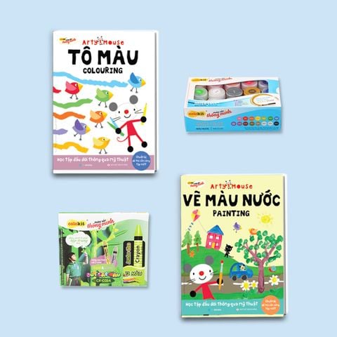Combo Thực Hành Vẽ Theo Mẫu Màu Nước Cho Bé Arty Mouse Thiên Long Colokit