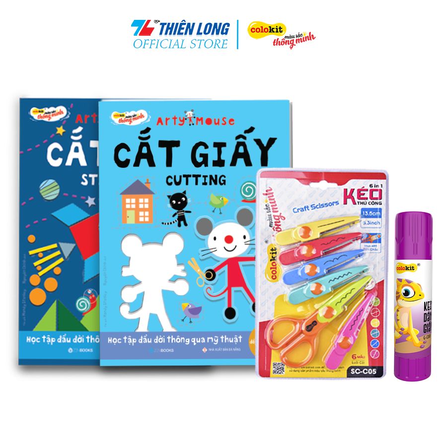 Combo Hướng Dẫn Cắt Dán Giấy Cho Bé Arty Mouse Thiên Long Colokit