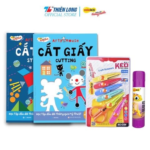 Combo Hướng Dẫn Cắt Dán Giấy Cho Bé Arty Mouse Thiên Long Colokit