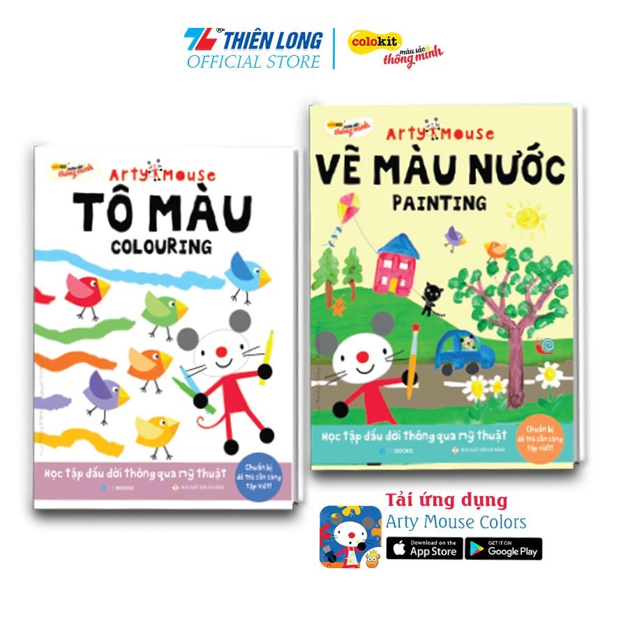 Combo Thực Hành Vẽ Theo Mẫu Màu Nước Cho Bé Arty Mouse Thiên Long Colokit