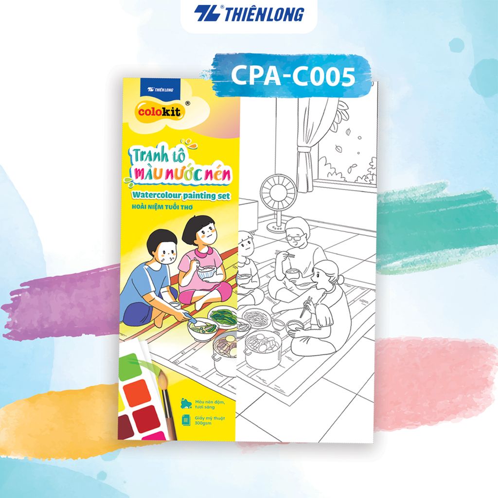 Tranh tập tô màu nước dạng nén - Watercolour Painting Set Thiên Long Colokit - Nhiều màu hơn