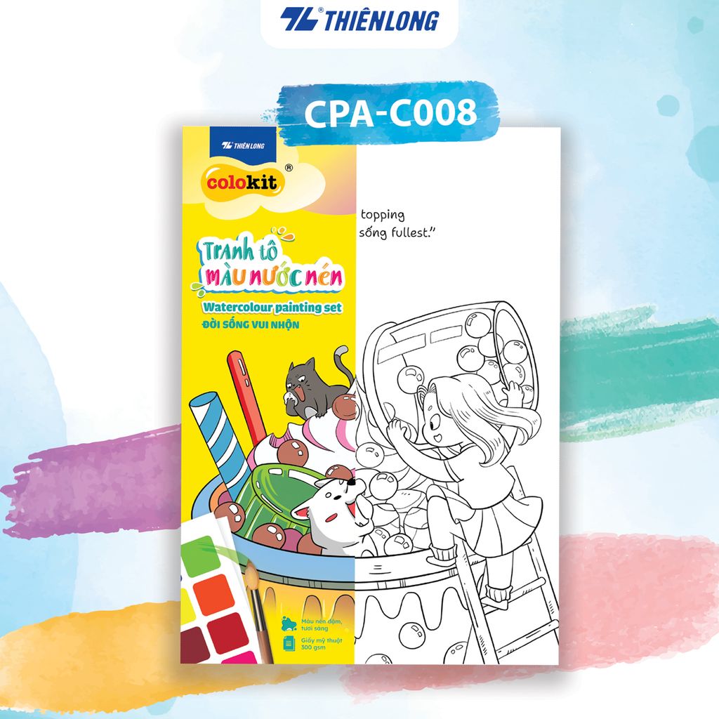 Tranh tập tô màu nước dạng nén - Watercolour Painting Set Thiên Long Colokit - Nhiều màu hơn