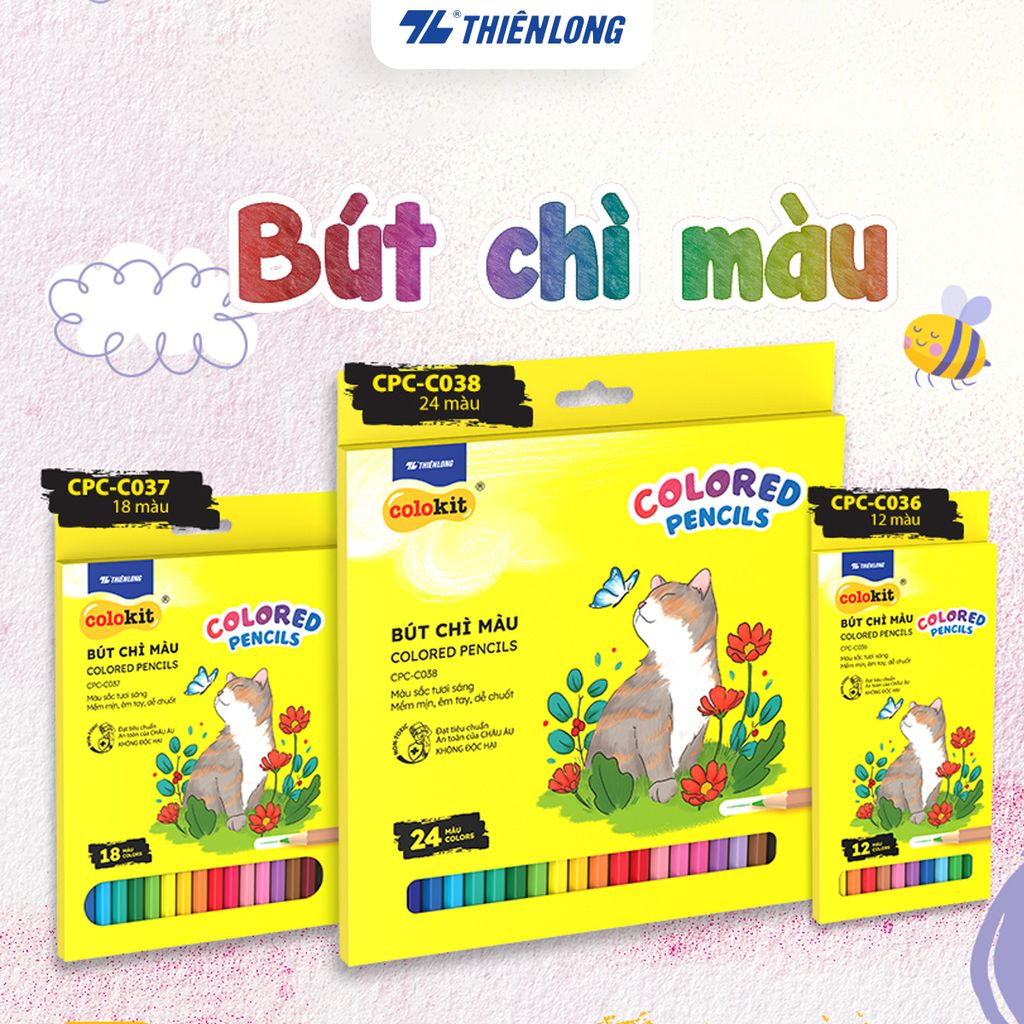 Bút chì 12/18/24 màu - Colored Pencils Thiên Long Colokit