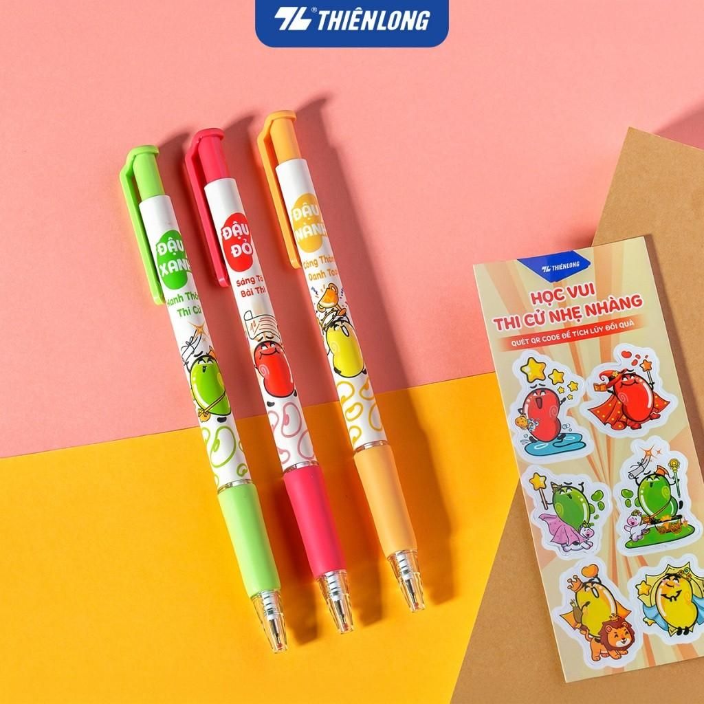 Túi bút bi, bút gel Thiên Long TL-095, TL-105, FL-04/Luck - Phiên bản hanh thông thi cử, đóng gói - Túi 2/3 bút