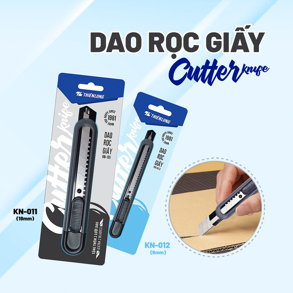 Dao rọc giấy Thiên Long - Khóa tự động thông minh - Khay đựng dao nâng cấp chắc chắn an toàn hơn
