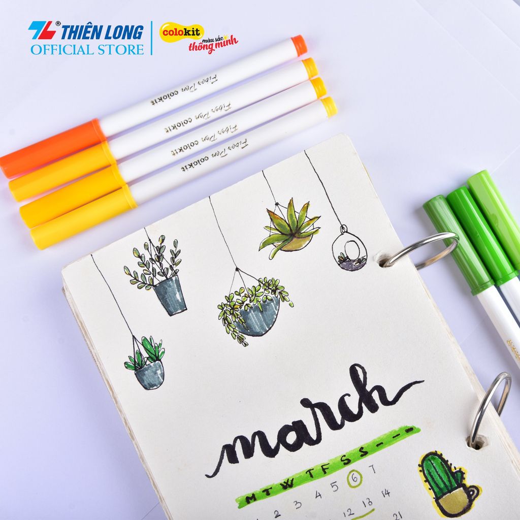 Bút lông 36 màu Fiber Pen Washable - Nét mảnh nét to - Colokit SWM-C006