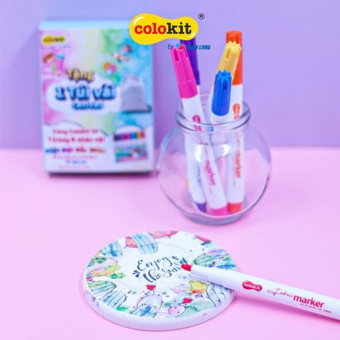 Bút vẽ lên vải 12 màu Fabric Marker Thiên Long Colokit FM-C002