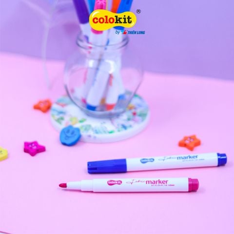 Bút vẽ lên vải 12 màu Fabric Marker Thiên Long Colokit FM-C002