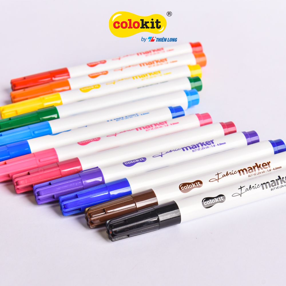 Bút vẽ lên vải 12 màu Fabric Marker Thiên Long Colokit FM-C002