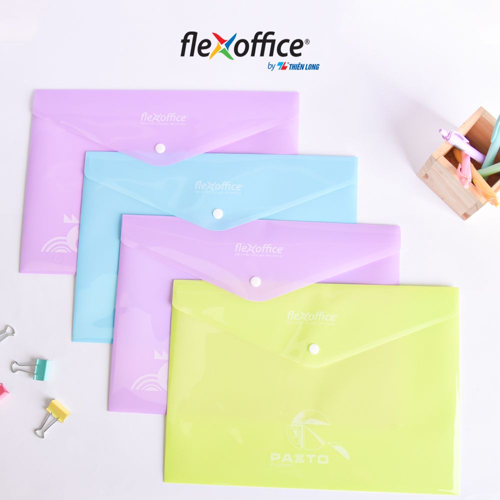 Bìa nút Pazto màu Pastel A4 Thiên Long Flexoffice FO-CBF009