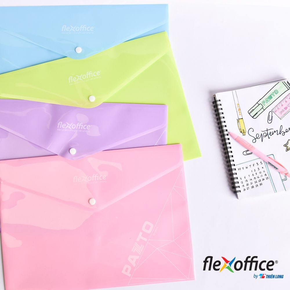 Bìa nút Pazto màu Pastel F4 Thiên Long Flexoffice FO-CBF010