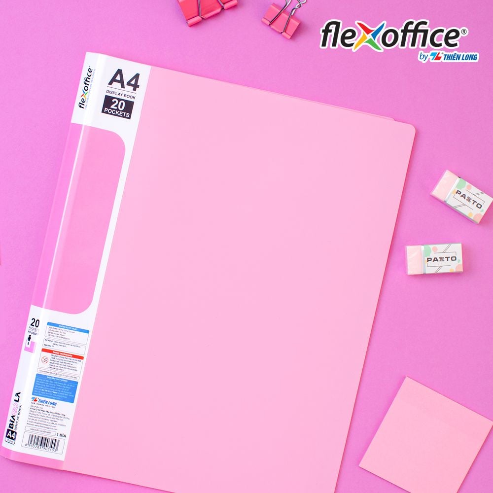 Bìa hồ sơ màu Pastel 20 lá nhựa PP Thiên Long Flexoffice FO-DB007/NĐ