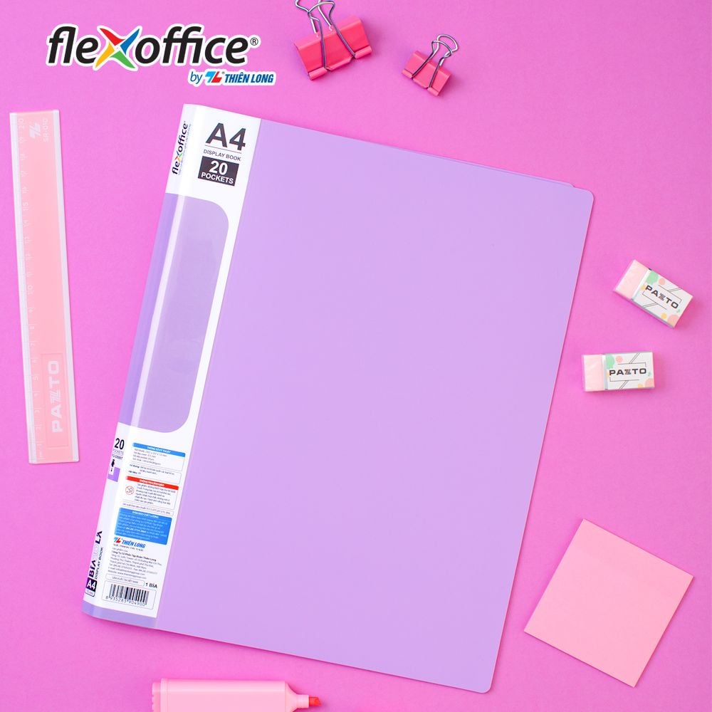 Bìa hồ sơ màu Pastel 20 lá nhựa PP Thiên Long Flexoffice FO-DB007/NĐ