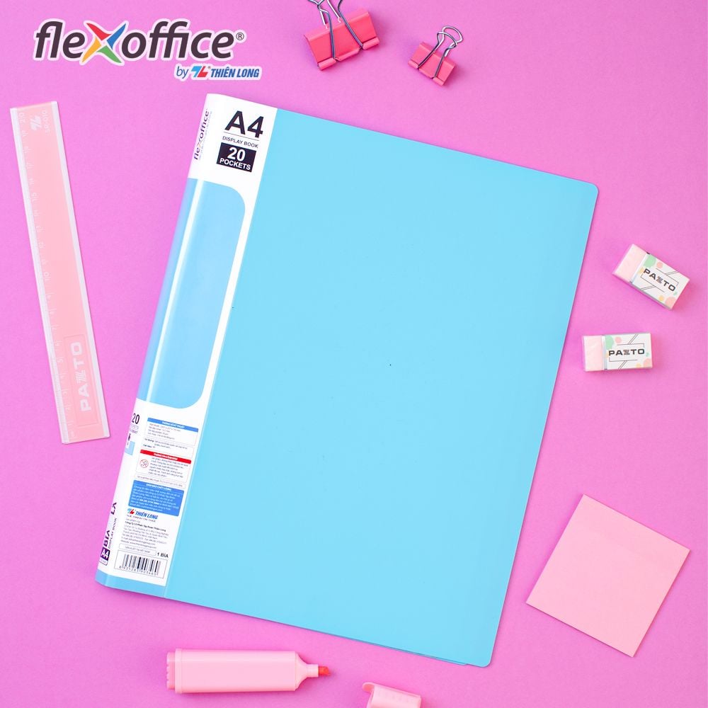 Bìa hồ sơ màu Pastel 20 lá nhựa PP Thiên Long Flexoffice FO-DB007/NĐ