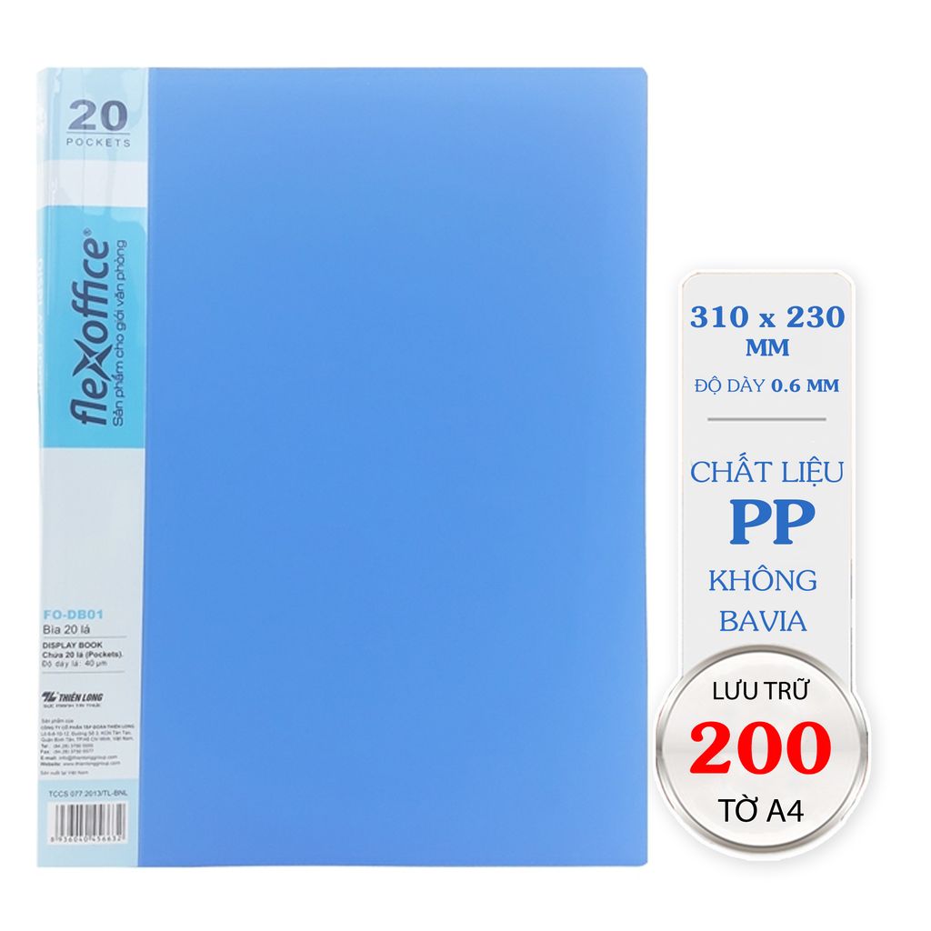 Bìa 20 lá A4 Flexoffice FO-DB01