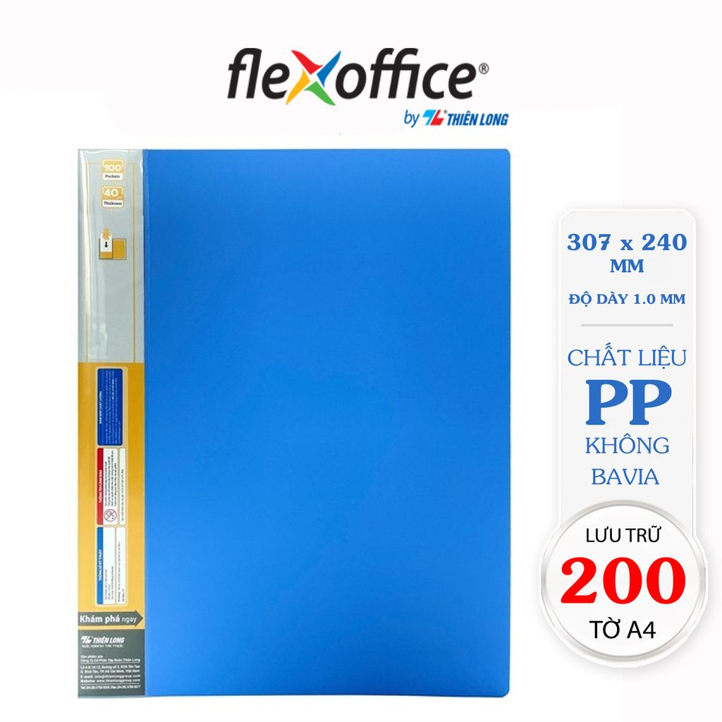 Bìa 100 lá A4 FO-DB05 - Xanh