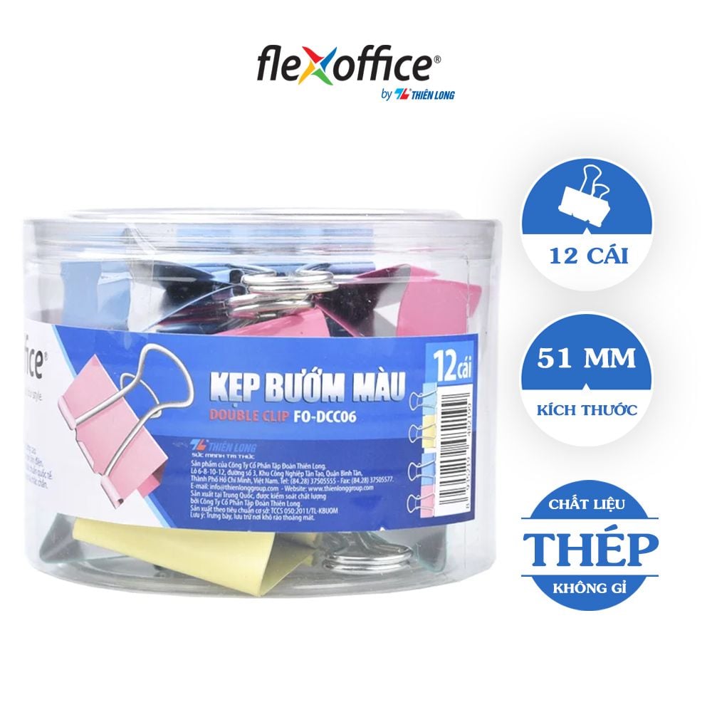 Kẹp bướm màu Flexoffice 32mm FO-DCC04 (FS)