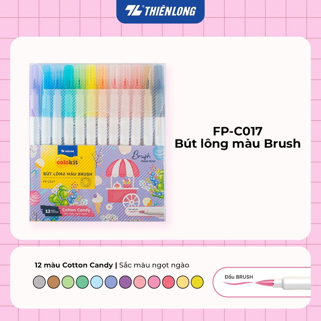 Bút lông 5/12/24 màu Morandi đầu Brush Thiên Long Colokit