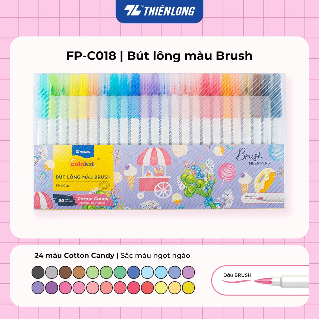 Bút lông 5/12/24 màu Morandi đầu Brush Thiên Long Colokit