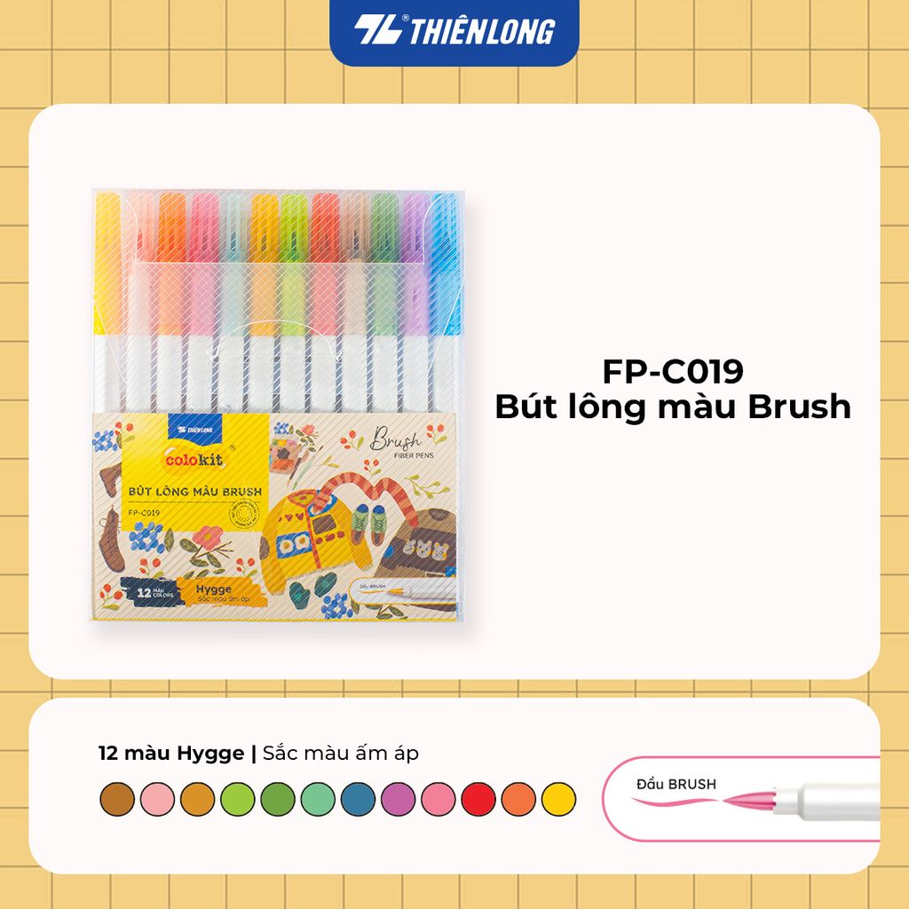Bút lông 5/12/24 màu Morandi đầu Brush Thiên Long Colokit