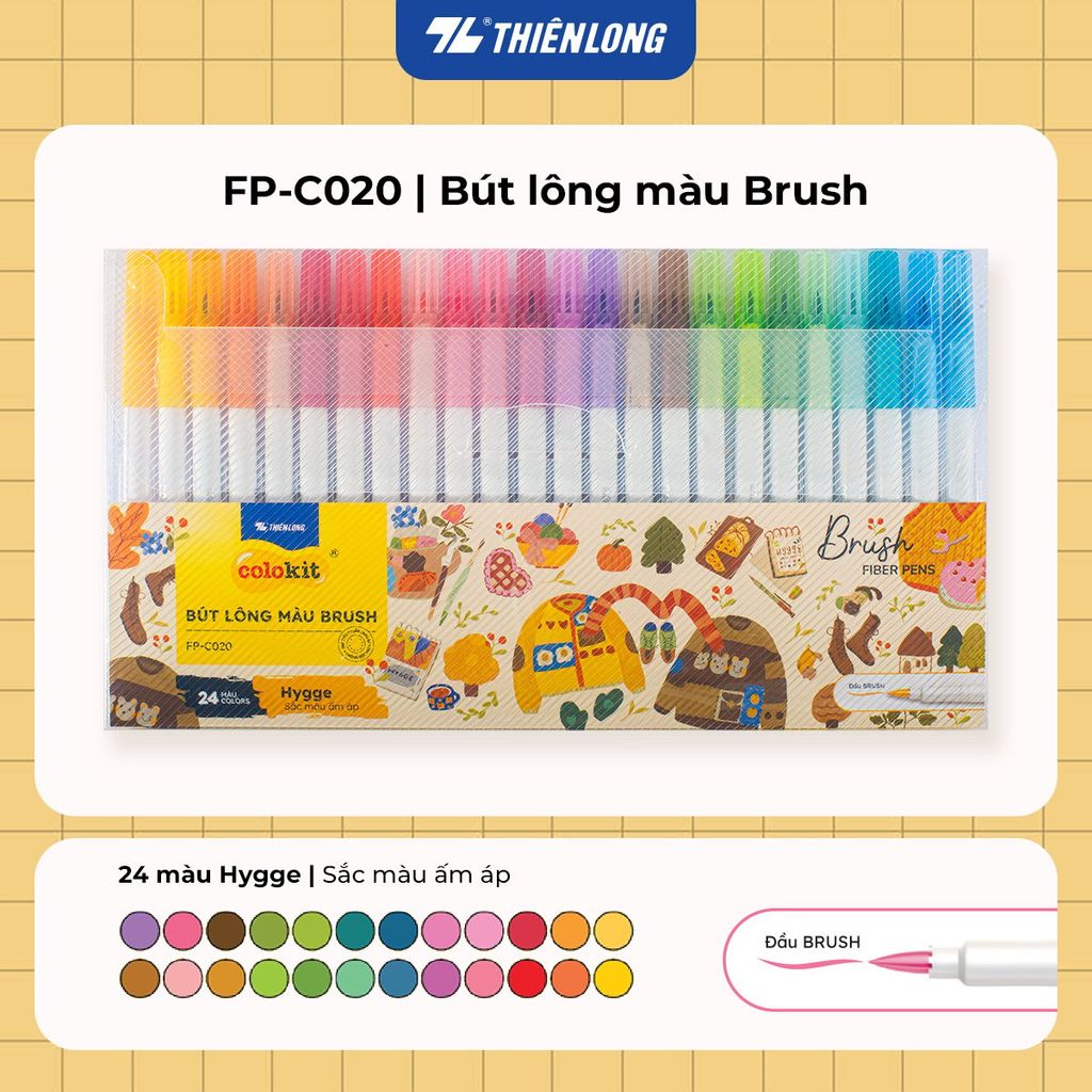 Bút lông 5/12/24 màu Morandi đầu Brush Thiên Long Colokit