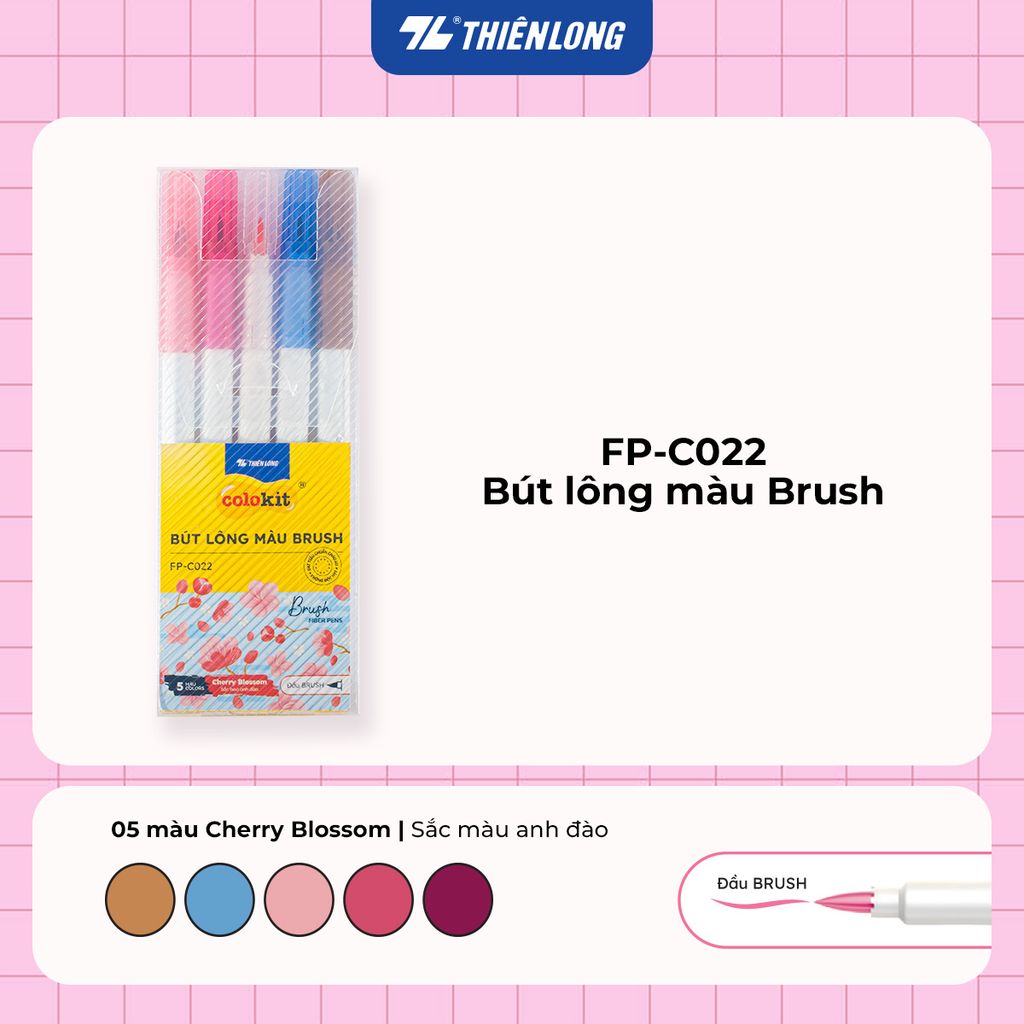 Bút lông 5/12/24 màu Morandi đầu Brush Thiên Long Colokit